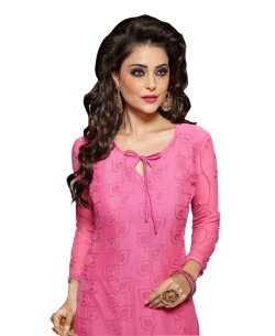Hot Pink Georgette Blend Embroidered Chudidhar Suits