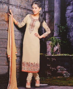 Ivory Georgette Embroidered Chudidhar Suits