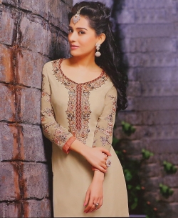 Ivory Georgette Embroidered Chudidhar Suits