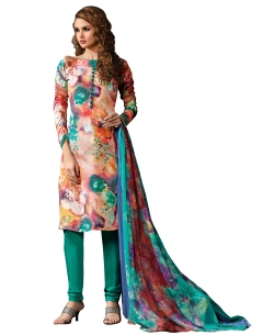 Multi Georgette Blend Embroidered Chudidhar Suits