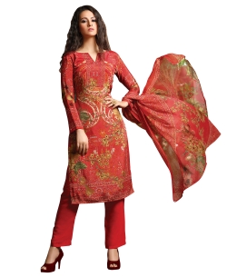 Multi Georgette Blend Embroidered Chudidhar Suits