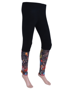 Black Cotton Blend Printed Designer Leggings