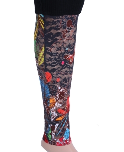 Black Cotton Blend Printed Designer Leggings