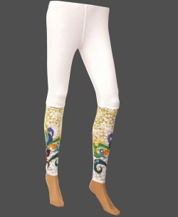 White Cotton Blend Printed Designer Leggings