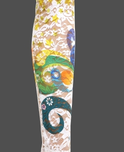 White Cotton Blend Printed Designer Leggings