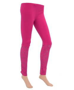 Deep Pink Cotton Blend Solid Designer Leggings