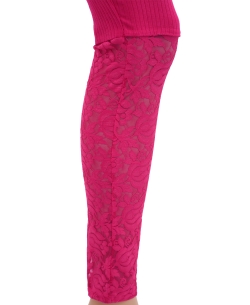Deep Pink Cotton Blend Solid Designer Leggings