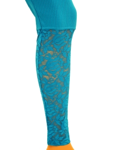 Blue Cotton Blend Solid Designer Leggings