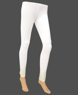 White Cotton Blend Solid Designer Leggings