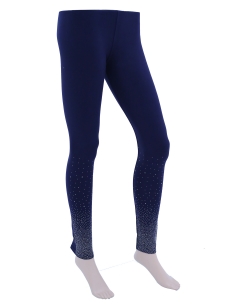 Navy Blue Cotton Blend Solid Designer Leggings