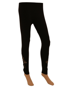 Black Cotton Blend Solid Designer Leggings