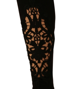 Black Cotton Blend Solid Designer Leggings