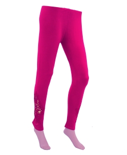 Deep Pink Cotton Blend Solid Designer Leggings