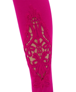 Deep Pink Cotton Blend Solid Designer Leggings
