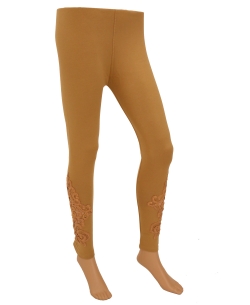 Burly Wood Cotton Blend Solid Designer Leggings