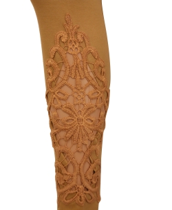 Burly Wood Cotton Blend Solid Designer Leggings