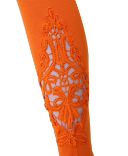 Orange Cotton Blend Solid Designer Leggings