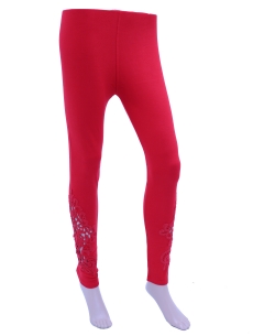 Red Cotton Blend Solid Designer Leggings