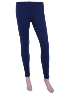Navy Blue Cotton Blend Solid Designer Leggings