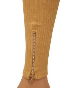 Burly Wood Cotton Blend Solid Designer Leggings