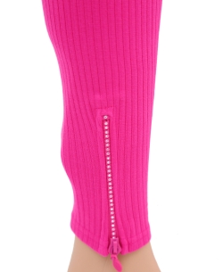 Deep Pink Cotton Blend Solid Designer Leggings