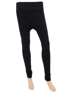 Black Cotton Blend Embossed Designer Leggings
