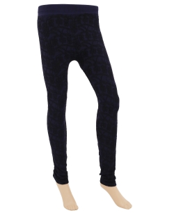 Navy Blue Cotton Blend Embossed Designer Leggings