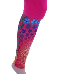 Deep Pink Cotton Blend Printed Designer Leggings