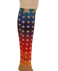 Cream Cotton Blend Printed Designer Leggings