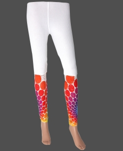 White Cotton Blend Printed Designer Leggings