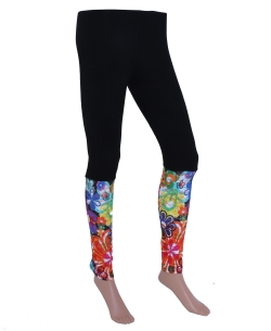 Black Cotton Blend Printed Designer Leggings