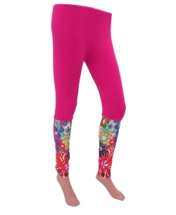 Deep Pink Cotton Blend Printed Designer Leggings