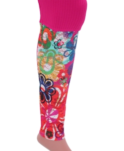 Deep Pink Cotton Blend Printed Designer Leggings