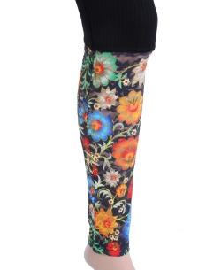 Black Cotton Blend Printed Designer Leggings