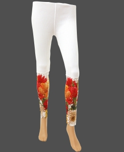 White Cotton Blend Printed Designer Leggings