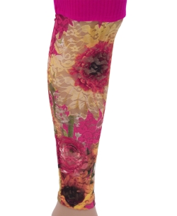 Deep Pink Cotton Blend Printed Designer Leggings
