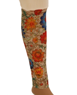 Cream Cotton Blend Printed Designer Leggings