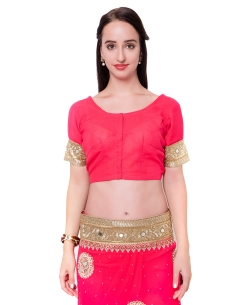 Valentine Red Georgette Mirror Work Designer Sarees