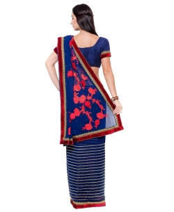 Blue Georgette Embroidered Designer Sarees