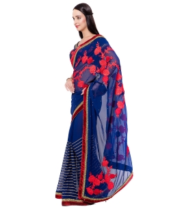 Blue Georgette Embroidered Designer Sarees