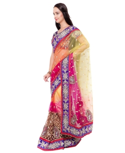 Multi Net Cut Work Designer Sarees