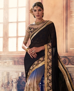 Multi Georgette Embroidered Designer Sarees