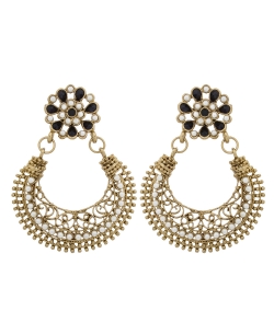 White Non Precious Metal Pearls Chandbali