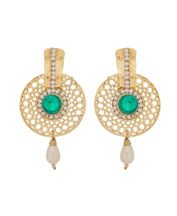 Green And  White Non Precious Metal Stones, Crystals Drops