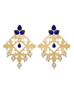 Blue And  Gold Non Precious Metal Stones, Crystals Drops