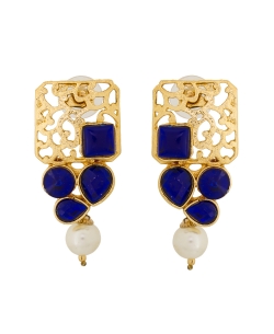 Gold And  Blue Non Precious Metal Stones, Crystals Drops