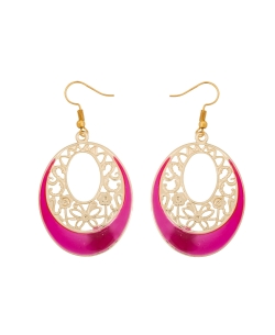Gold And  Pink Non Precious Metal Enamel Work Hoops & Hooks