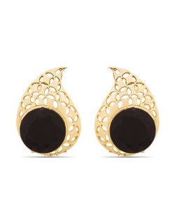 Black And  Gold Non Precious Metal Stones, Crystals Studs