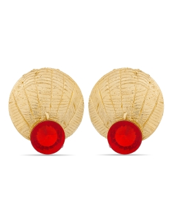 Red And  Gold Non Precious Metal Stones, Crystals Studs