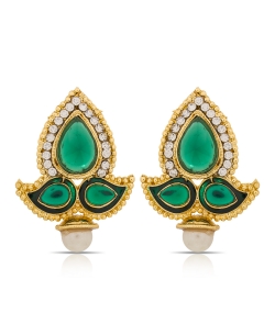 Green Non Precious Metal Stones, Crystals Studs